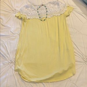 Pink Blush Yellow Lace Maternity Top